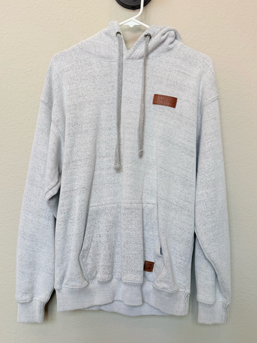 Light Gray Men's Hooded Pullover Sweatshirt from Breckenridge Colorado